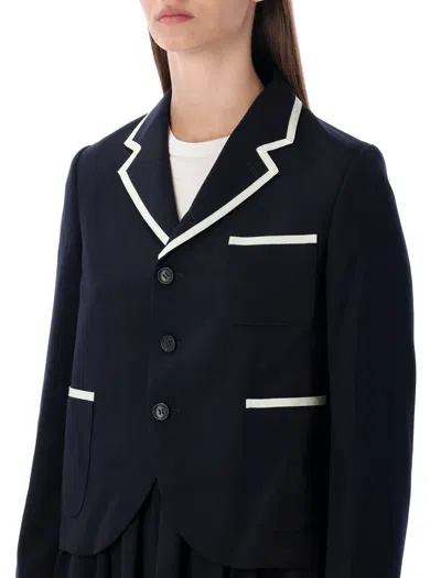 Comme Des Garçons Girl Wool Blazer With Contrast Trim In Black