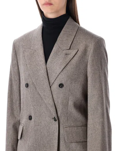 Loulou Studio Loulou Loulou De Saison Gina Wool-blend Double-breasted Flannel Jacket In Brown