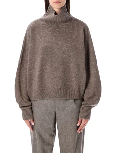 Loulou Studio Loulou Loulou De Saison Luke Wool-cashmere Stand Collar Sweater In Brown