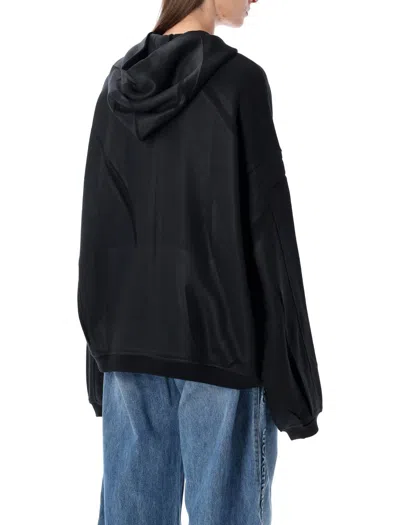 Alexander Wang Hooded Zip Jacket Crinkled Texture In Black