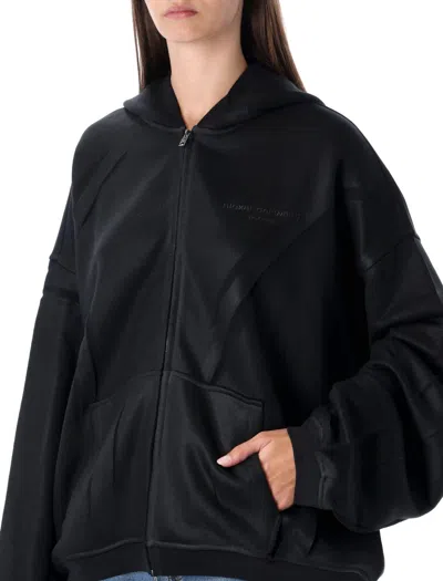 Alexander Wang Hooded Zip Jacket Crinkled Texture In Black