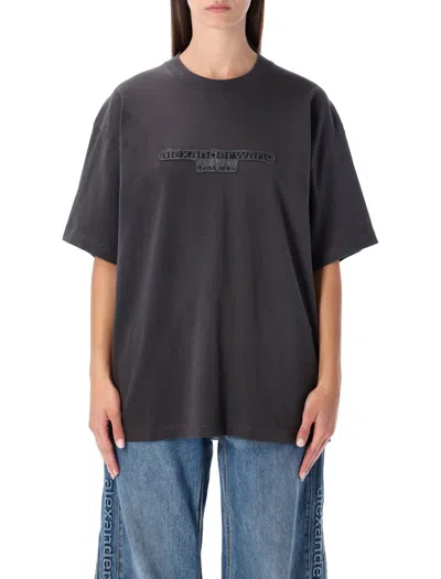 Alexander Wang Gray Embossed T-shirt In Black