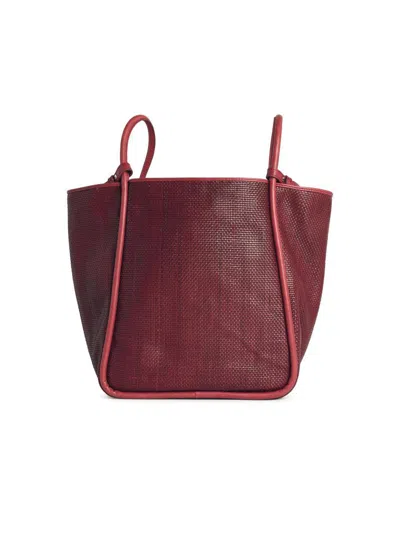 Dragon Diffusion Ana Woven Calfskin Tote Bag In Red