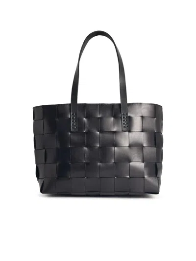 Dragon Diffusion Woven Rectangular Tote Bag With Dual Handles In Black