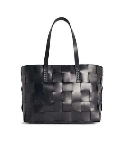 Dragon Diffusion Woven Rectangular Tote Bag With Dual Handles In Black