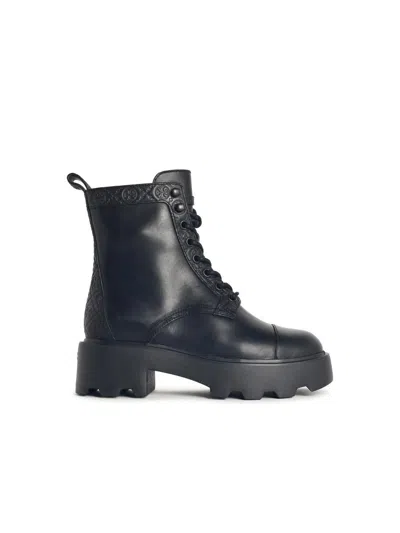 Tory Burch 't Monogram' Black Leather Ankle Boots In Black