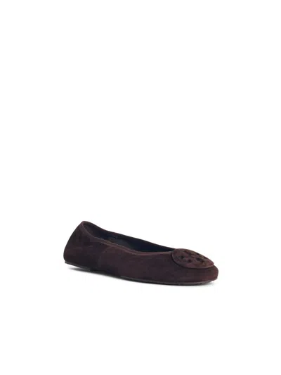 Tory Burch Reva Travel Suede Ballet Flats In Brown