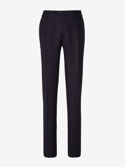 Canali Wool Flannel Trousers In Black