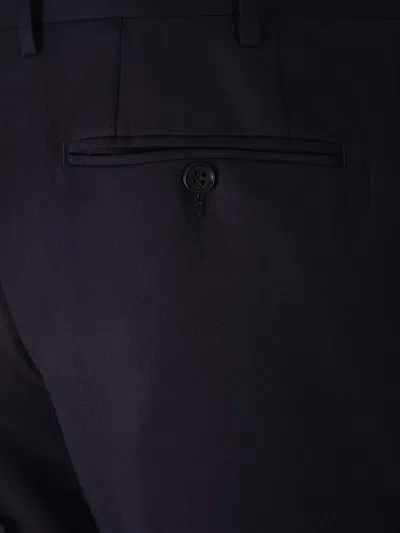 Canali Wool Flannel Trousers In Black