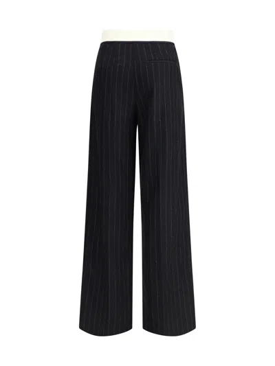 Forte Forte Sartorial High-waisted Pinstripe Wool-blend Trousers In Black