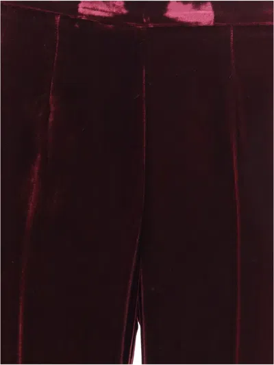 Forte Forte Flared Trousers In Smooth Velvet In Red