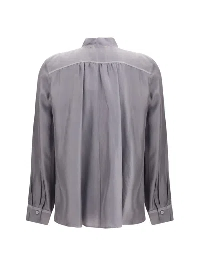 Forte Forte Crater-collar Shirt In Habotai Silk In Gray