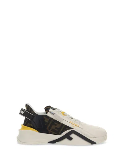 Fendi Flow Sneaker With Distinctive Monogram Accents In Neutral
