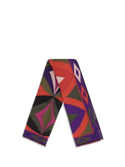 Pucci Printed Silk Scarf In Red