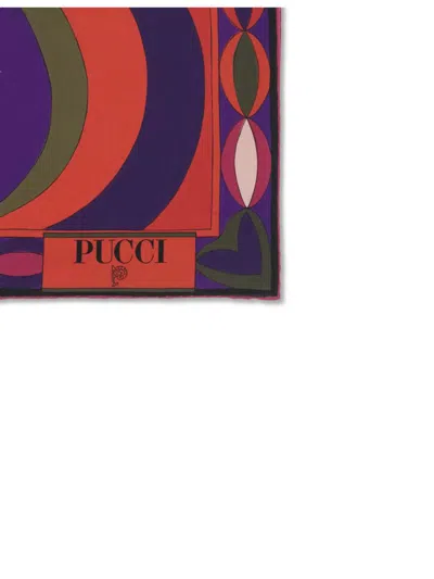 Pucci Printed Silk Scarf In Red