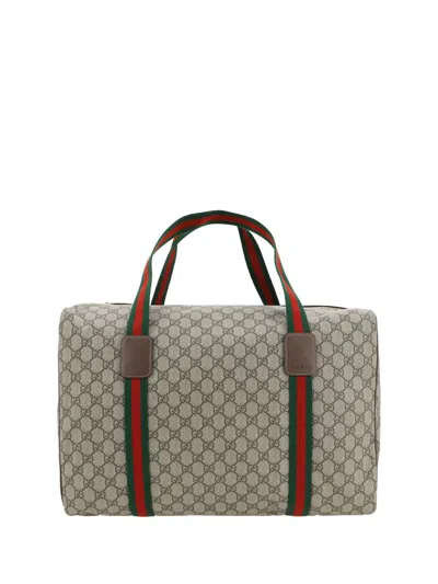 Gucci Large Duffle Bag With Web In White