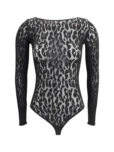 Wolford Leo String Body With Animalier Patterns In Black