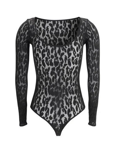 Wolford Leo String Body With Animalier Patterns In Black