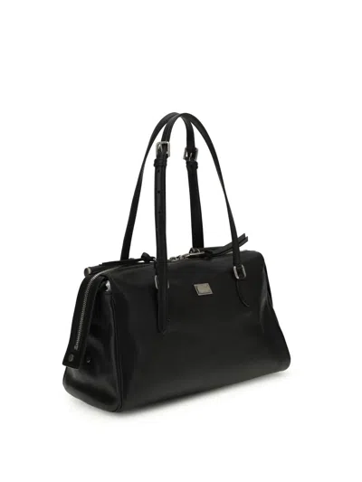 Dolce & Gabbana Calf Leather Shoulder Bag Vittoria Model In Black