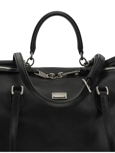 Dolce & Gabbana Calf Leather Shoulder Bag Vittoria Model In Black