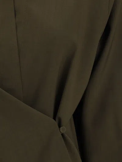 Fendi Women Green Shirt With Asymmetric Side Closure And Cut-out Detail On The Front In Wool Woman In Green