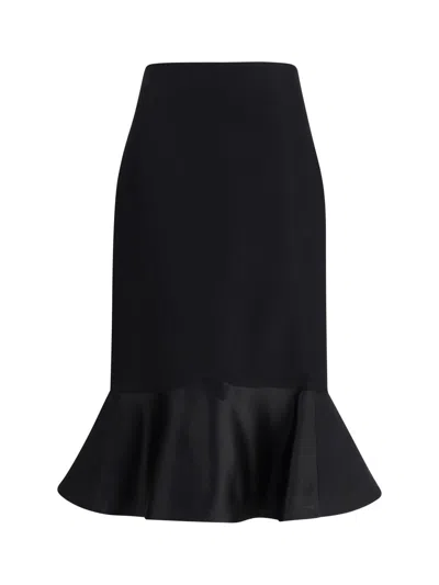 Fendi High-waisted Midi Skirt In Grain De Poudre Wool In Black