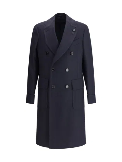 Lardini Double-breasted Jacket In Blue
