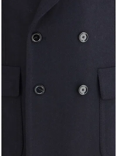 Lardini Double-breasted Jacket In Blue