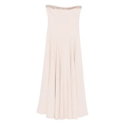 Costarellos Beaded-embellished Strapless Dress In Pink