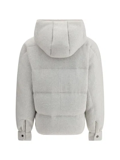 Brunello Cucinelli Lurex Down Jacket In Gray