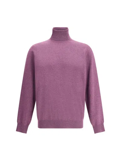 Brunello Cucinelli Men Turtleneck Sweater In Purple
