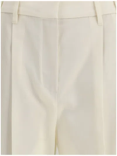 Brunello Cucinelli Pleated Canvas Twill Tailored Pants In Neutral