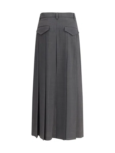 Brunello Cucinelli Midirock Mit Falten In Gray