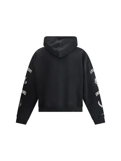 Represent Cotton Hooded Sweatshirt With Distressed Effect In Black