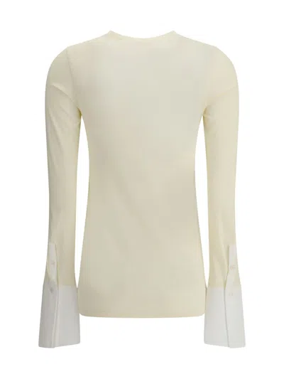 Darkpark Nora Jumper With Buttoned Shirt Cuffs In Nude
