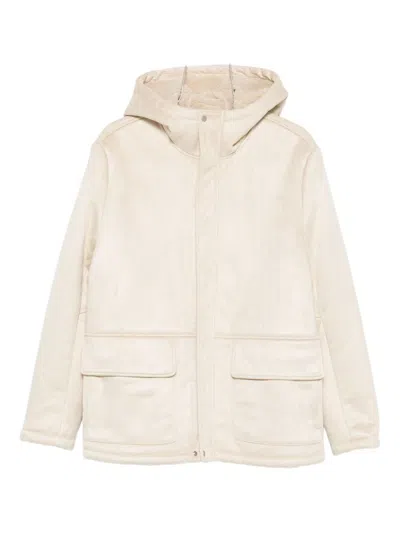 Daniele Alessandrini Minimalist Off-white Jacket With Hood And Concealed Closure In White