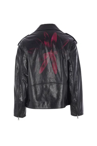 Dries Van Noten Leather Biker Jacket In Black