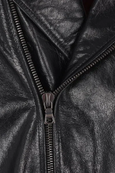 Dries Van Noten Leather Biker Jacket In Black
