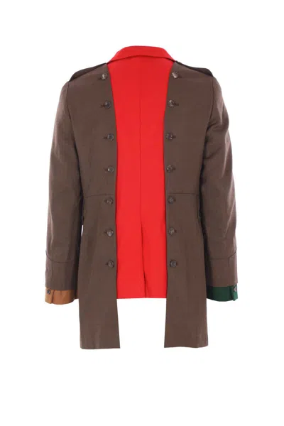 Comme Des Garçons Homme Deux Deconstructed Button Jacket In Brown
