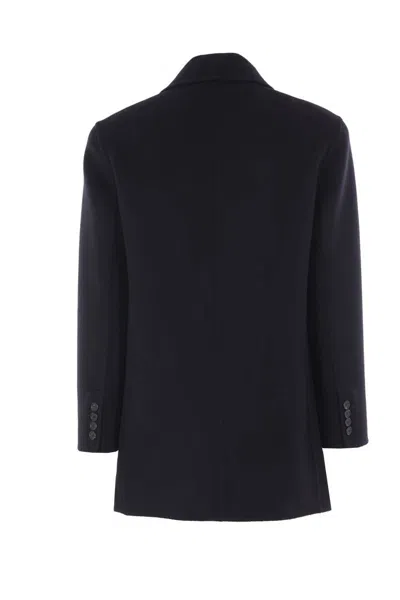 Saint Laurent Double Breasted Jacket Notched Lapel In Black