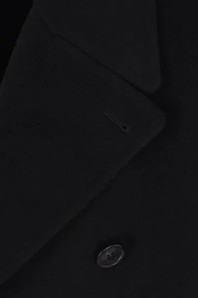 Saint Laurent Double Breasted Jacket Notched Lapel In Black