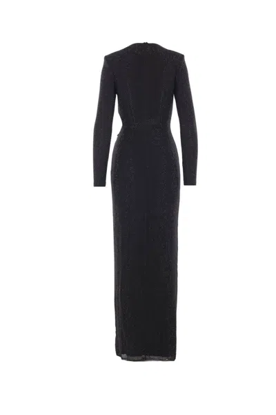 Self-portrait Rhinestone-embellished Maxi Dress In Black