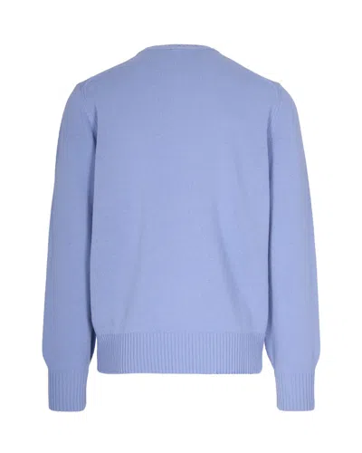 Lacoste Crew Neck Sweater Ribbed Cuffs And Hem In Blue