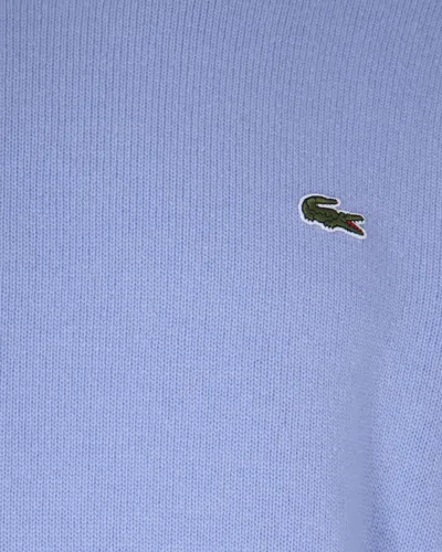 Lacoste Crew Neck Sweater Ribbed Cuffs And Hem In Blue