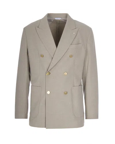 Manuel Ritz Double-breasted Button Blazer In Gray