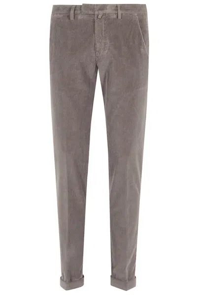 Briglia Corduroy Velvet Pants - Fine Rib In Gray