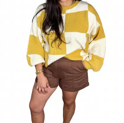 Ldc Checkered Chunky Sweater In Mustard In Yellow