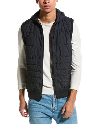 Raffi Quilted Zip Wool-blend Hoodie Vest In Blue