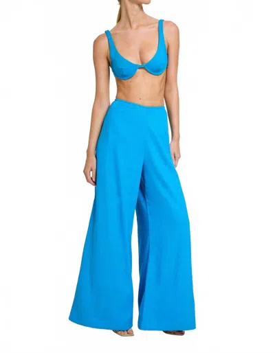 Revel Rey Aquablue Tahoe Wide Leg Pant In Turquoise In Blue
