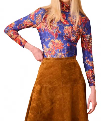 Hunter Connor Turtleneck Top In Watercolor Bouquet In Multi